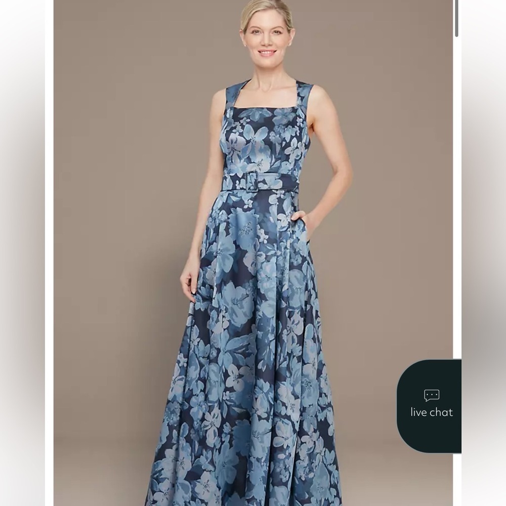 Alex Evenings Navy Floral A Line Mother of the Groom/Bride Dress - Picture 1 of 10